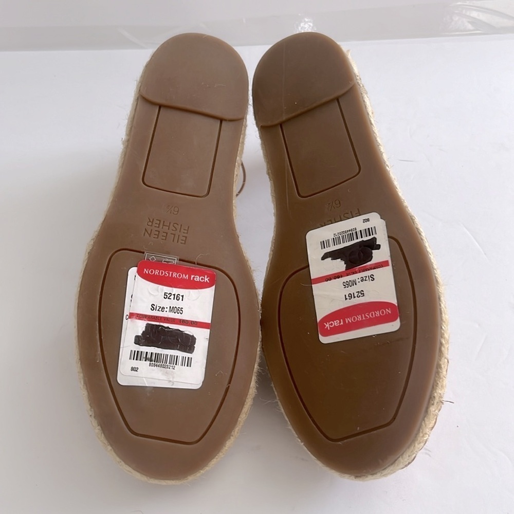 Eileen Fisher $160 Lace-Up Leather Espadrille Sandal, Toffee Cream Size 6.5 NEW - Picture 5 of 5